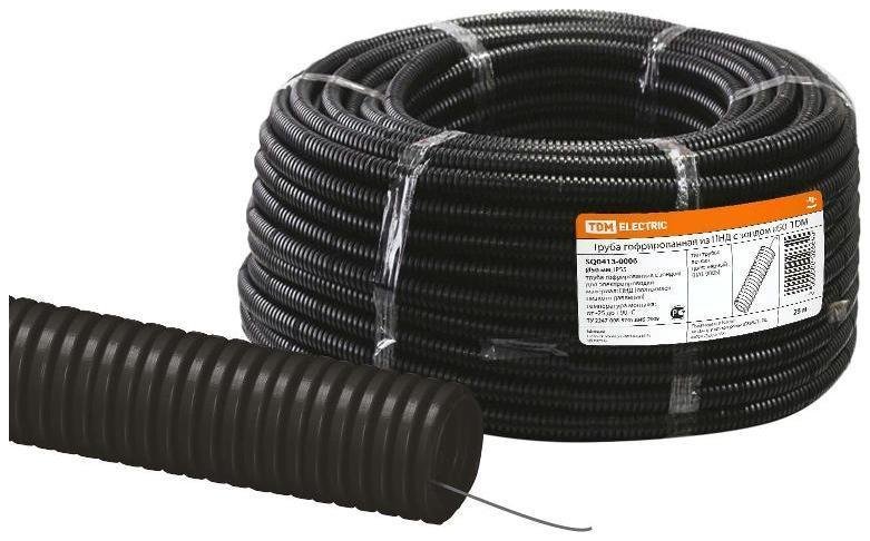 TDM electric SQ0413-0006 Труба гибкая гофрированная ПНД 50мм с протяжкой легкая (25 м)