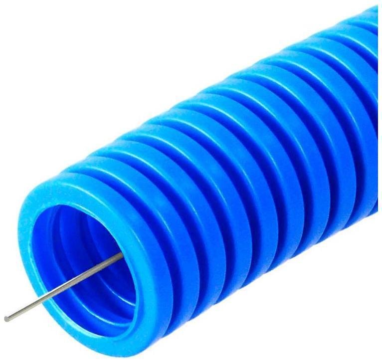 Промрукав PR02.0052 Труба гофрированная ПП лёгкая 350 Н синяя с/з д20 (100м/4800м уп/пал) безгалогенная (HF)