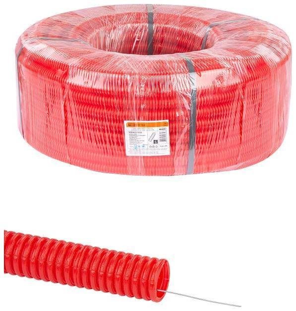 TDM electric SQ0413-0033 Труба гофрированная ПНД d 25 с зондом (75 м) легкая красная [в упаковке 75, цена за 1 м]