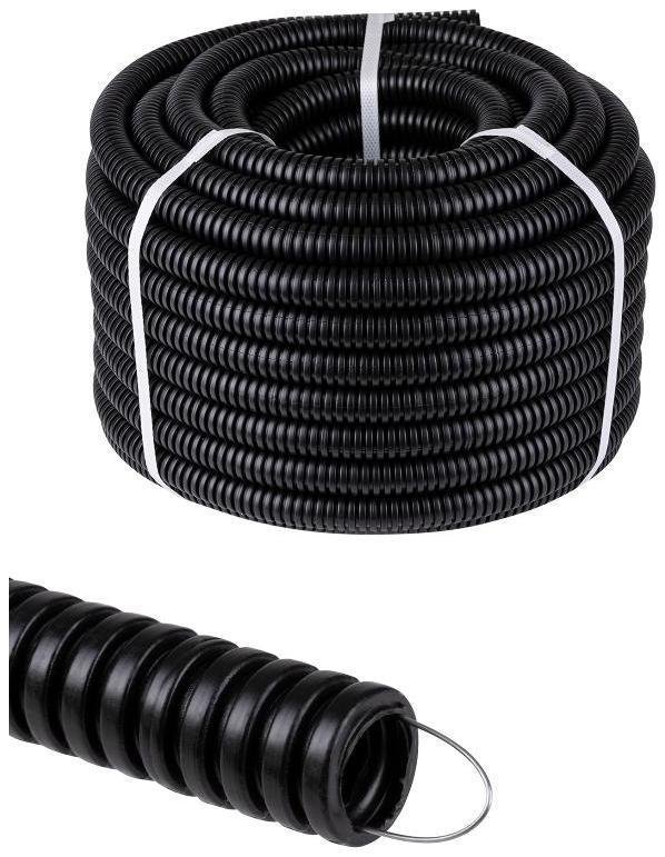 TDM electric SQ0413-2502 Труба гофрированная ПНД d 20 с зондом (25 м) легкая черная [в упаковке 25, цена за 1 м]