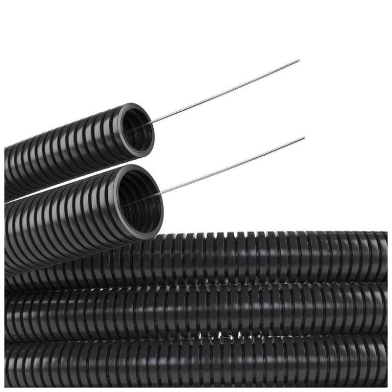 DKC PA613643F2 Труба гибкая гофрированная ПА 6 DN36мм, ПВ-2, Dвн 36,3мм, Dнар 42,5мм, с протяжкой чёрный полиамид [в упаковке 15, цена за 1 м]