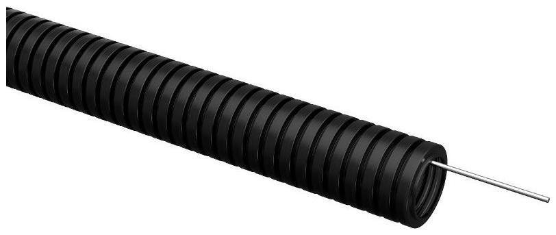 IEK ET-TG21-121-025-050-K02 ELASTA Труба гофрированная ПВХ d=25мм с зондом черная (50м) [в упаковке 50, цена за 1 м]