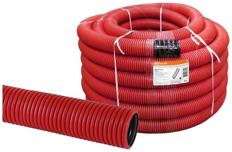 TDM electric SQ0413-5110 Труба двустенная гофрированная ПНД 110мм с протяжкой (50м) красный [в упаковке 50, цена за 1 м]