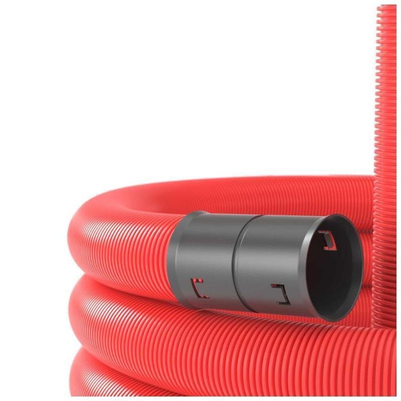 DKC 121940 Двустенная труба ПНД гибкая для кабельной канализации д.40мм с протяжкой, SN18, 500Н, в бухте 50м, цвет красный