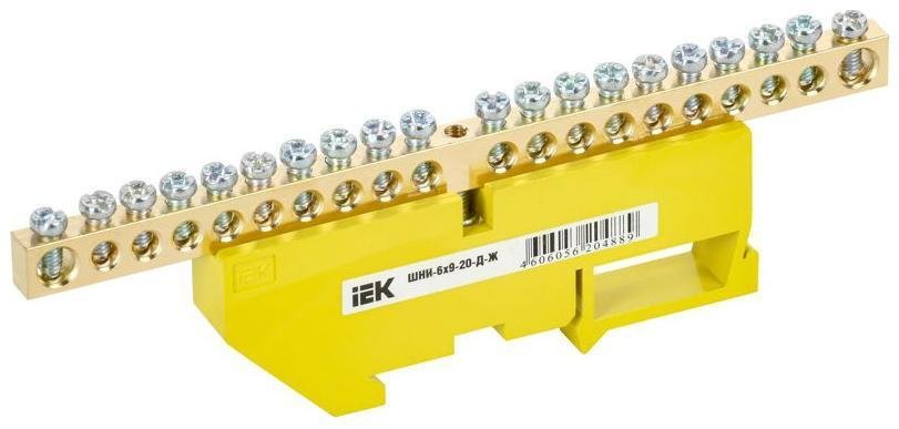 IEK YNN10-69-20D-K05 Шина PE "земля" на DIN-изоляторе ШНИ-6х9-20-Д-Ж