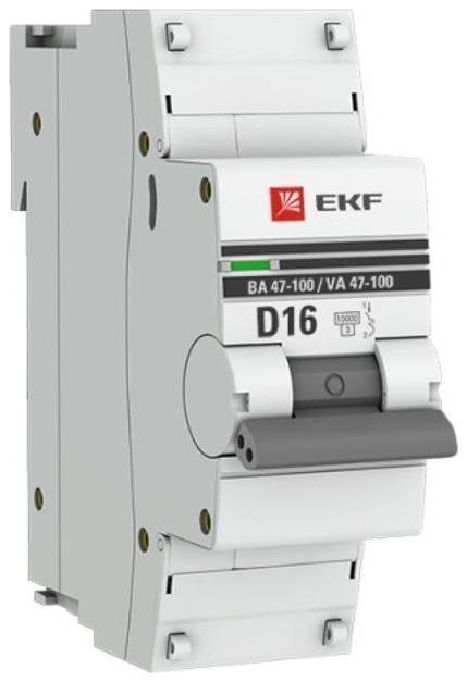 EKF mcb47100-1-16D-pro Выключатель автоматический модульный 1п D 16А 10кА ВА 47-100 PROxima