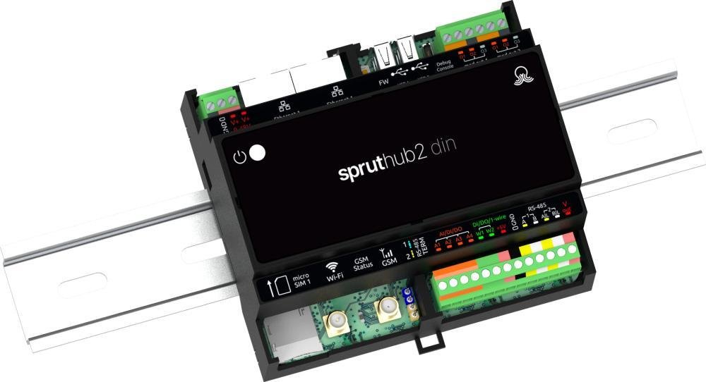 SprutHub SPRUTHUB 2 DIN Умный хаб (шлюз), Wi-Fi + Zigbee, серия SprutHub_2_DIN, монтаж на DIN-рейку, цвет черный
