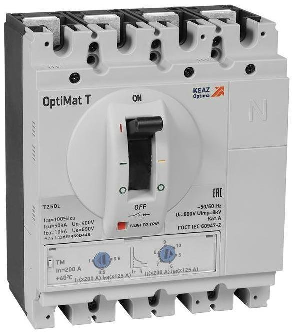 КЭАЗ 355845 Выключатель автоматический для защиты двигателя OptiMat T250L M-M 250A 3P