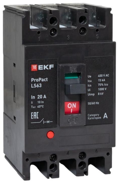 EKF mccb-63-15-3-20-ls Выключатель автоматический LS63 15кА 3P 20А ProPact