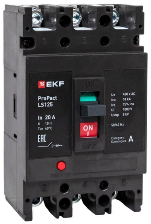 EKF mccb-125-18-3-20-ls Выключатель автоматический LS125 18кА 3P 20А ProPact