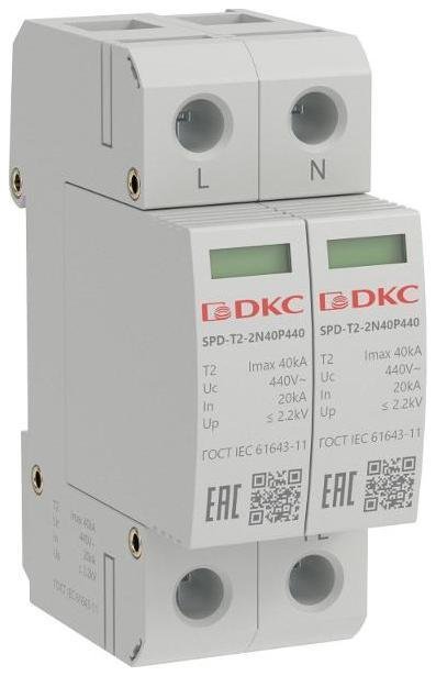 DKC SPD-T2-2N40P440 Устройство защиты от импульcных перенапряжений (УЗИП) YON max тип 2 2п Imax 40kA со сменным модулем Un 440V