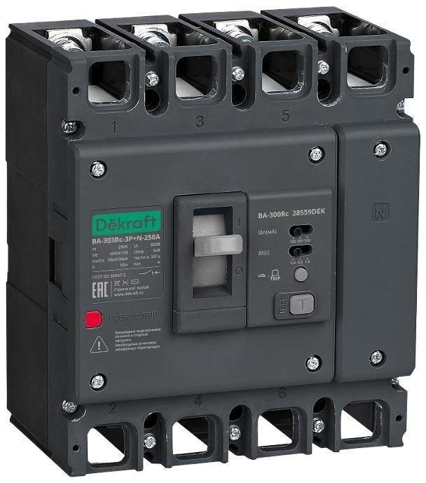 DEKraft 28551DEK Силовой авт. выкл. ВА-303Rc Inst 3P+N 125А 50кА 100/300/500мА