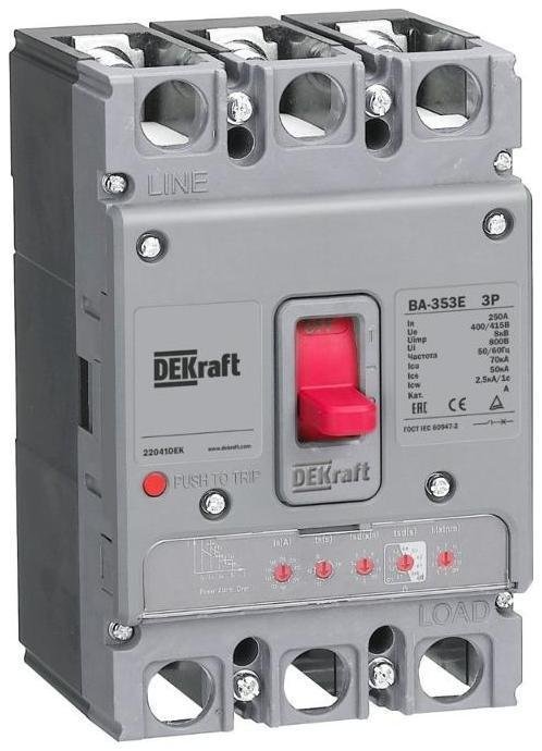 DEKraft 22661DEK Силовой авт. выкл. с электрон. расц. 3P 125А 70кА ВА-353E