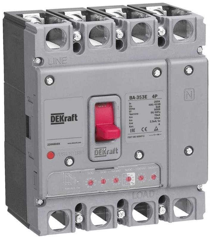 DEKraft 22656DEK Силовой авт. выкл. с электрон. расц. 4P 32А 70кА ВА-353E