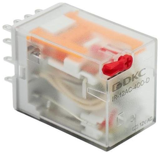 DKC IR-24AC-4CO-D Реле миниатюрное промышленное общего назначения, 4CO, ком. ток 6А, AgSnO2, напряжение 24V AC, опция: тест-кнопка+светодиод [в упаковке 20, цена за 1 шт]