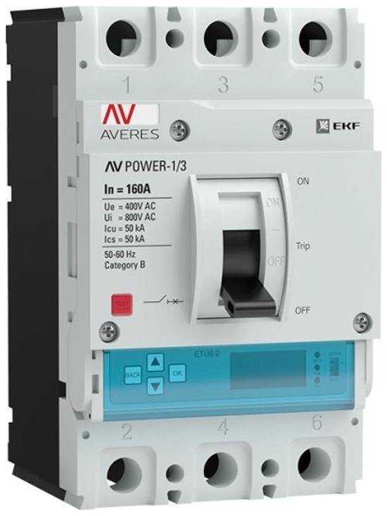 EKF mccb-13-160-6.0-av Выключатель автоматический AV POWER-1/3 160А 50kA ETU6.0