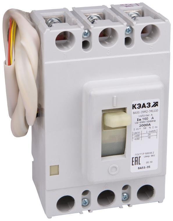 КЭАЗ 147043 Выключатель автоматический ВА51-35М2-341810-200А-1250-690AC-НР110AC/DC-УХЛ3