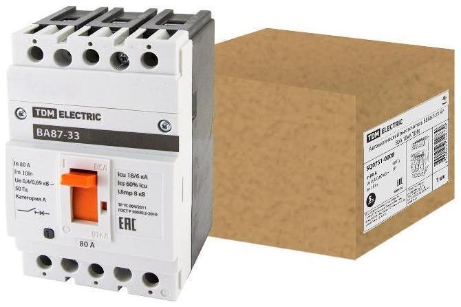 TDM electric SQ0751-0009 Автоматический выключатель ВА87-33 3Р 80А 18кА