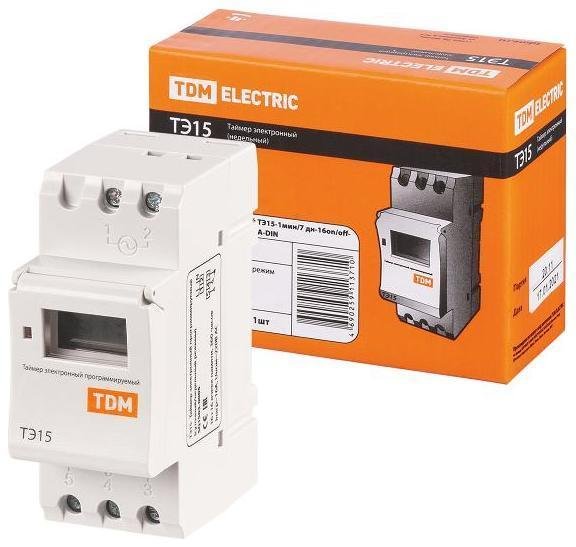TDM electric SQ1503-0005 Таймер электронный ТЭ15-1мин/7дн-16on/off-16А-DIN