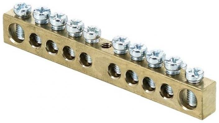 EKF sn0-125-10-c Шина "0" (8х12мм.) 125А 10 отверстий крепеж по центру латунь PROxima