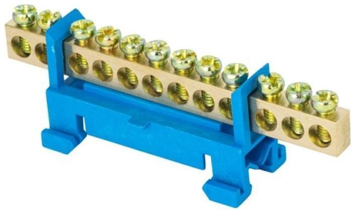 EKF sn0-63-12-sb-r Шина "0" N (6х9мм) 12 отверстий латунь синий изолятор тип "Стойка" на DIN-рейку розничный стикер PROxima