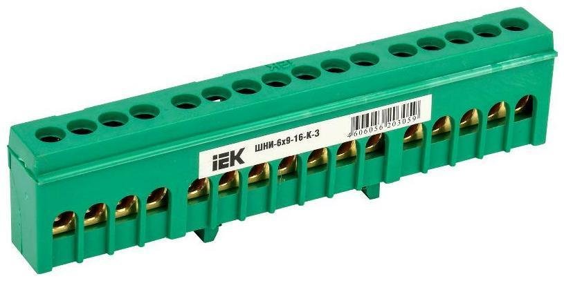 IEK YNN10-69-16KD-K06 Шина PE "земля" в корпусном изоляторе на DIN-рейку ШНИ-6х9-16-К-З
