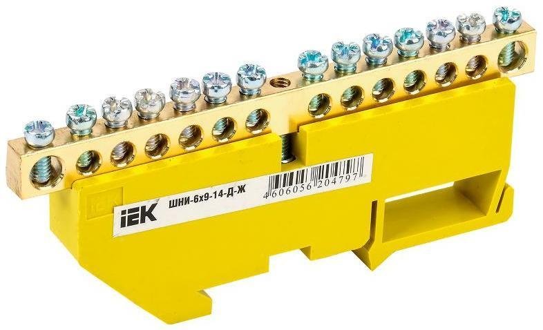 IEK YNN10-69-14D-K05 Шина PE "земля" на DIN-изоляторе ШНИ-6х9-14-Д-Ж