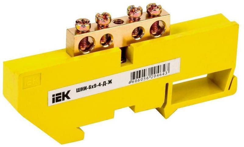 IEK YNN10-69-4D-K05 Шина PE "земля" на DIN-изоляторе ШНИ-6х9-4-Д-Ж [в упаковке 20, цена за 1 шт]