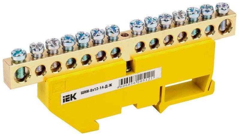 IEK YNN10-812-14D-K05 Шина PE "земля" на DIN-изоляторе ШНИ-8х12-14-Д-Ж