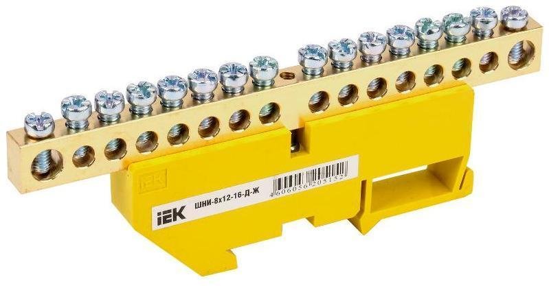 IEK YNN10-812-16D-K05 Шина PE "земля" на DIN-изоляторе ШНИ-8х12-16-Д-Ж