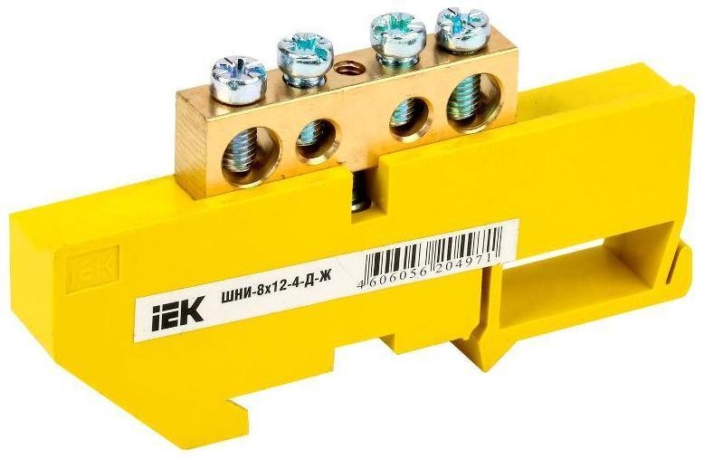 IEK YNN10-812-4D-K05 Шина PE "земля" на DIN-изоляторе ШНИ-8х12-4-Д-Ж