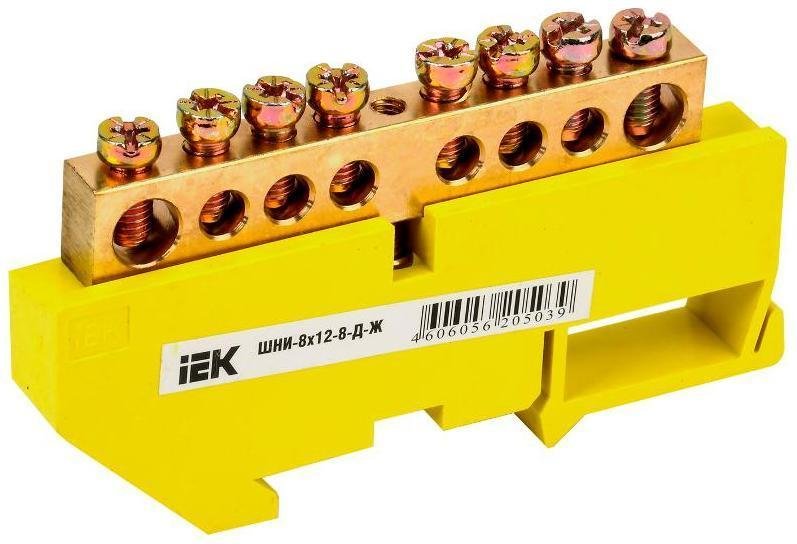 IEK YNN10-812-8D-K05 Шина PE "земля" на DIN-изоляторе ШНИ-8х12-8-Д-Ж [в упаковке 20, цена за 1 шт]
