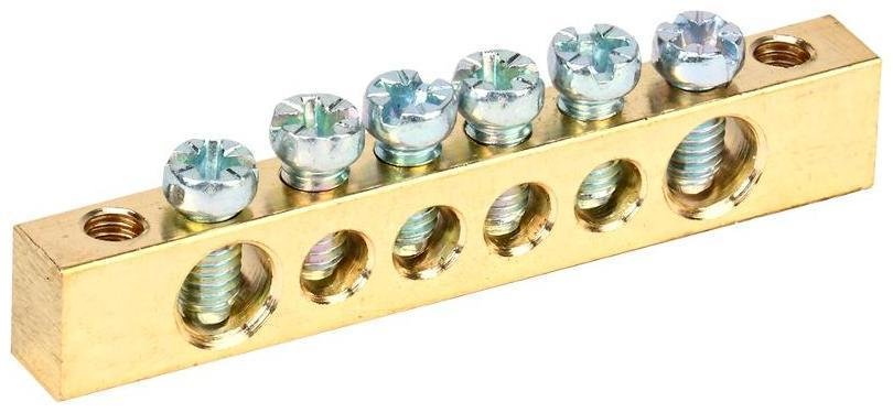 IEK YNN11-06-100 Шина PEN "земля-ноль" 6х9мм 6/2 (6групп/креп по краям)