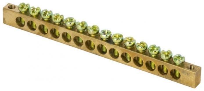 EKF sn0-63-14-k Шина PEN "ноль-земля" (6х9мм) 14 отверстий латунь крепеж по краям PROxima