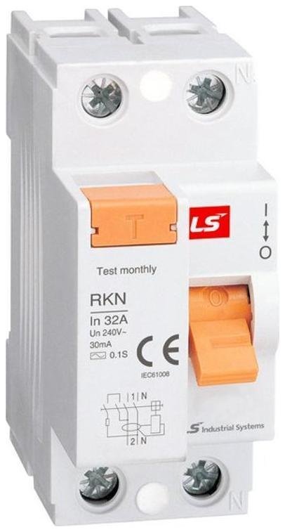 LSIS 062203018B Дифференциальный выключатель нагрузки (УЗО) RKN 2P 25A 300mA
