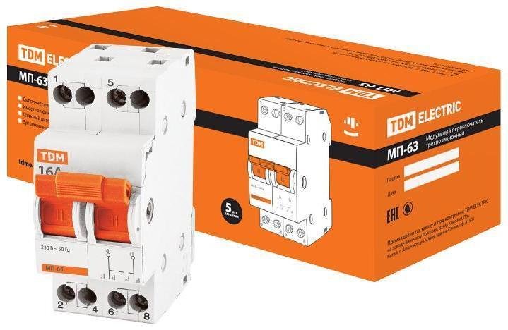 TDM electric SQ0224-0012 Переключатель модульный трехпозиционный МП-63 2P 16А