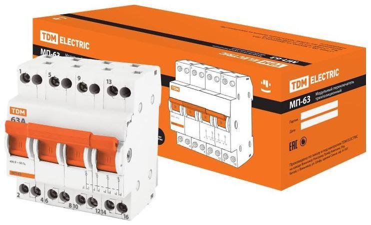 TDM electric SQ0224-0036 Переключатель модульный трехпозиционный МП-63 4P 63А