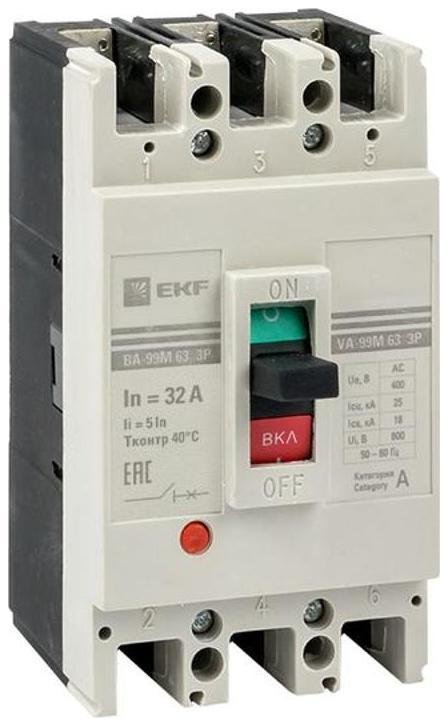 EKF mccb99-3P5In63-20m Выключатель автоматический ВА-99М 63/20А 3P 5In 25кА PROxima [в упаковке 6, цена за 1 шт]