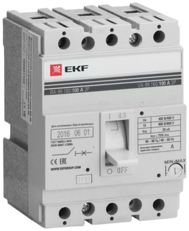 EKF mccb99-160-160 Выключатель автоматический ВА-99 160/160А 3P 35кА PROxima