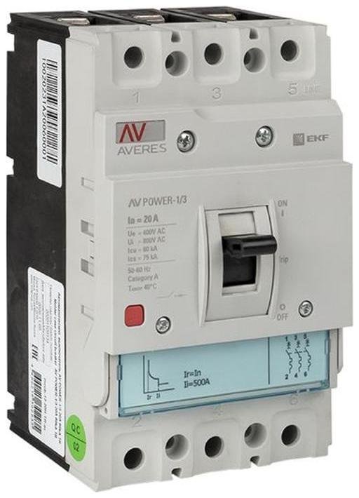 EKF mccb-13-20H-TR-av Выключатель автоматический AV POWER-1/3 20А 80kA TR AVERES