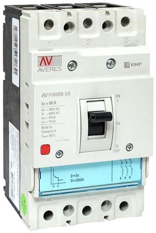 EKF mccb-13-80H-TR-av Выключатель автоматический AV POWER-1/3 80А 80kA TR AVERES