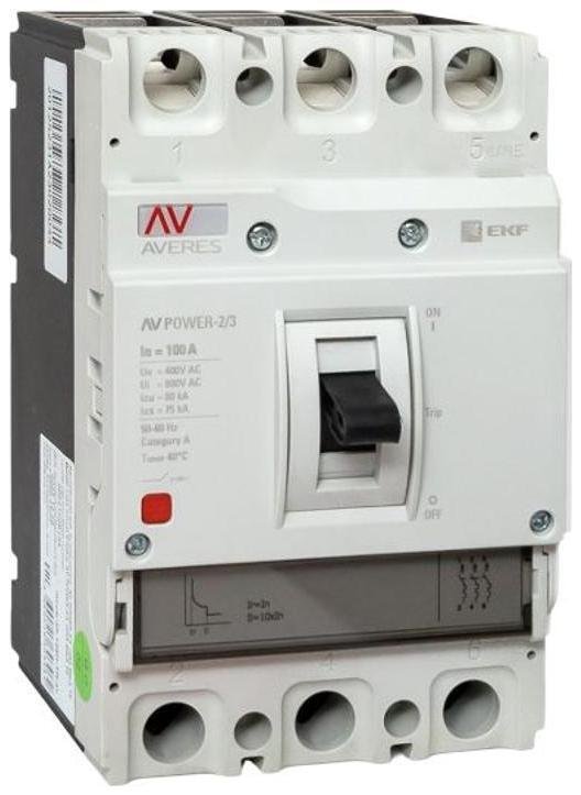 EKF mccb-23-100H-TR-av Выключатель автоматический AV POWER-2/3 100А 80kA TR AVERES [в упаковке 8, цена за 1 шт]