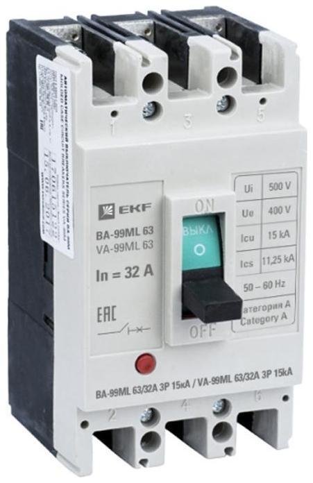 EKF mccb99-63-32mI Выключатель автоматический ВА-99М 63/32А 3P 15кА Basic
