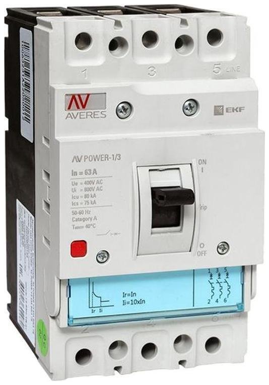 EKF mccb-13-63H-TR-av Выключатель автоматический AV POWER-1/3 63А 80kA TR AVERES