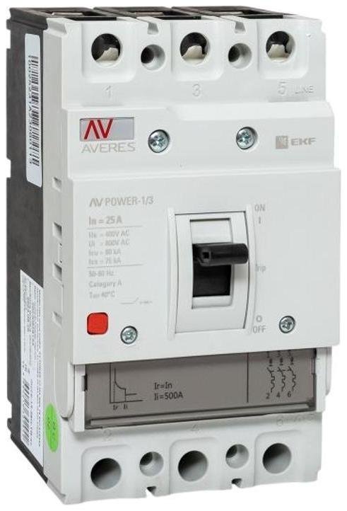 EKF mccb-13-25H-TR-av Выключатель автоматический AV POWER-1/3 25А 80kA TR AVERES [в упаковке 8, цена за 1 шт]