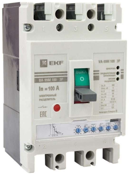 EKF mccb99-100-100me Выключатель автоматический ВА-99М 100/100А 3P 50кА с электронным расцепителем PROxima