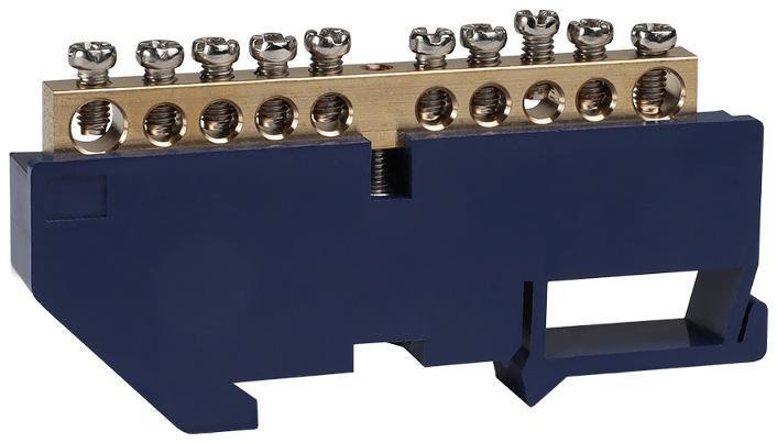 КЭАЗ 277838 Шина нулевая с двумя изоляторами OptiKit BB-D-N-DIN-10-6х9-синий