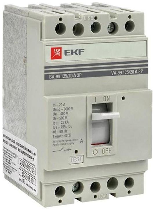 EKF mccb99-125-20 Выключатель автоматический ВА-99 125/20А 3P 25кА PROxima