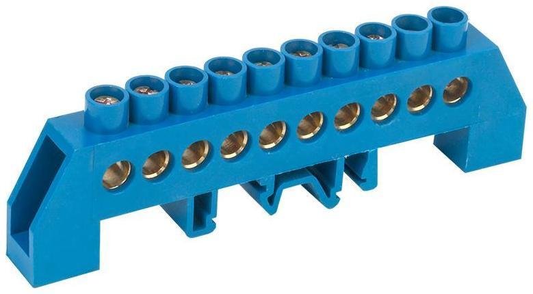 Rexant 11-2316 Шина "N" нулевая в комбинированном синем изоляторе на DIN-рейку 8x12 мм 10 групп