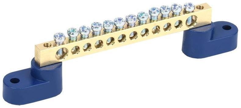 Rexant 11-2328 Шина "N" нулевая 6х9 мм на двух угловых синих изоляторах 12 групп